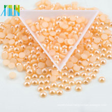 Small order retail AB color shiny white loose plastic flatback beads imitation ABS plastic DIY decoration half round pearl